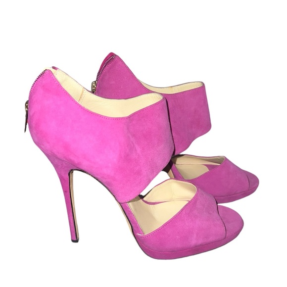 ✅Jimmy Choo Black Deerskin Suede Private Sandals in Fushia Size 42 - Picture 3 of 14